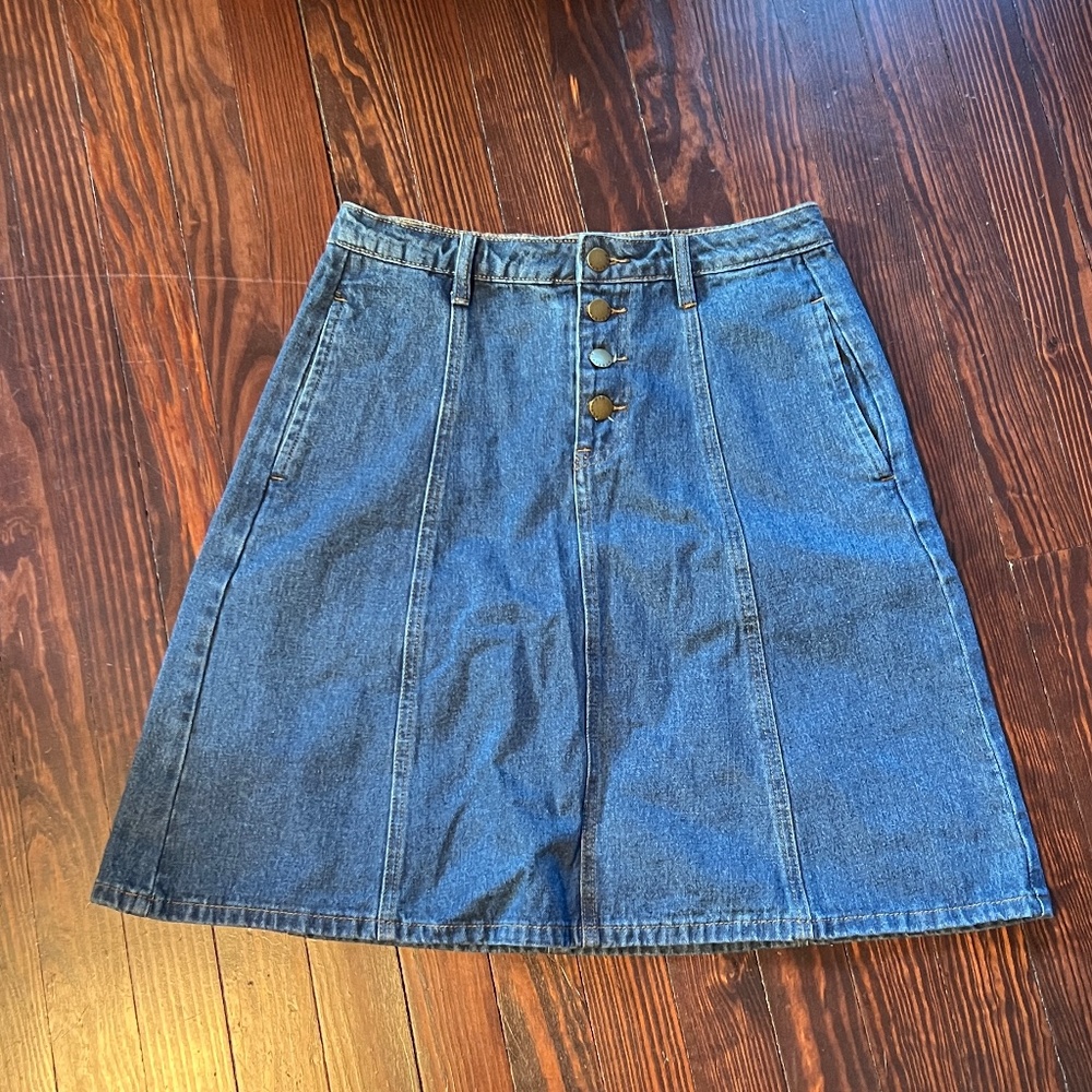 High-Waisted Denim Skirt with Pockets